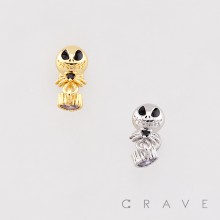 HALLOWEEN JACK SKELLINGTON LANTERN PUMPKIN KING 316L SURGICAL STEEL THREADLESS PUSH-PIN LABRET SET